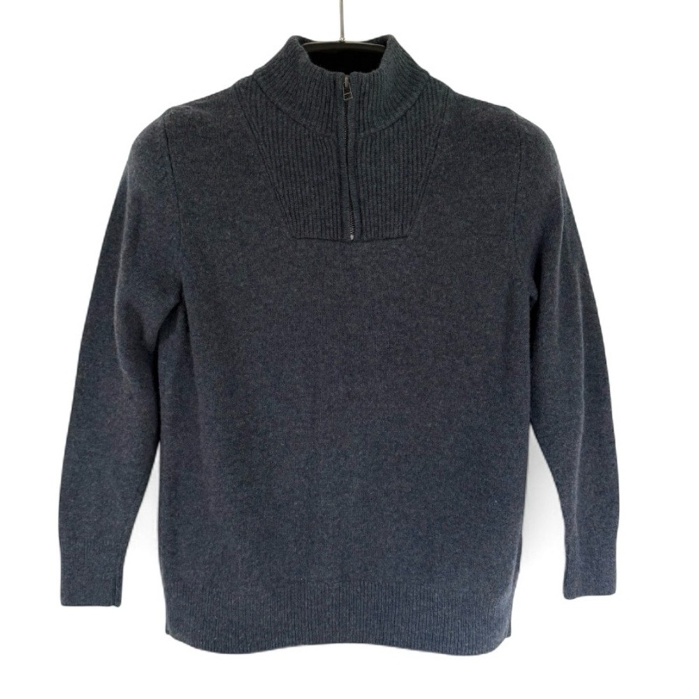Bonobos Wool Blend Quarter Zip Sweater L Blue Gray Flecked Knit Pullover